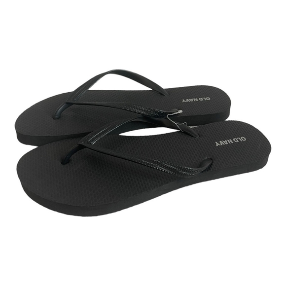 Old Navy Black Slim Flat Flip Flops Women’s Rubber Sandals Size 8 New - Picture 3 of 5